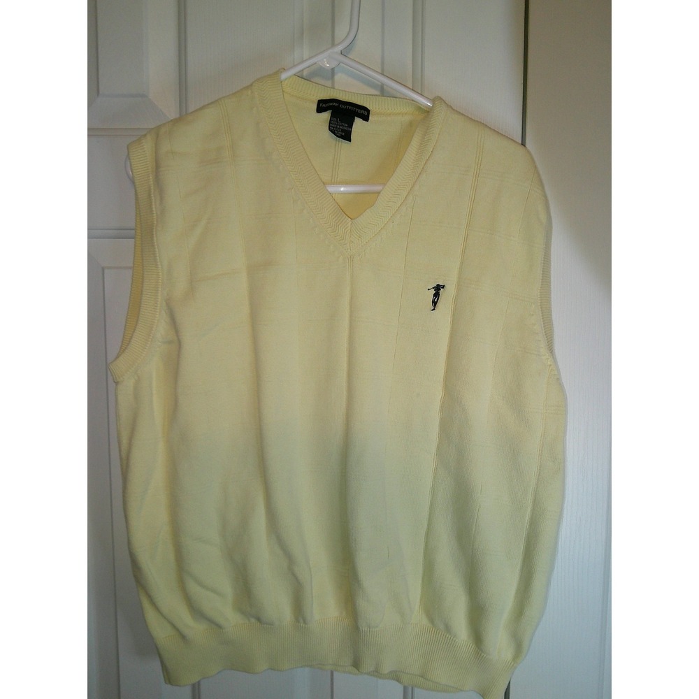 Fairway Outfitters Golf Vest Sleeveless Sweater V-Neck‎ Cotton Yellow Large